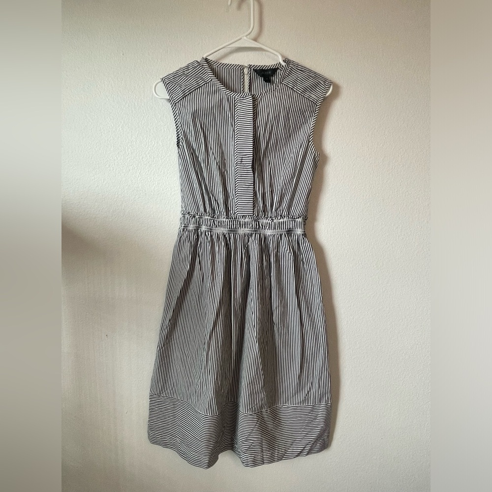 Sleeveless Black and White Striped Dress